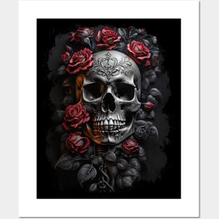 Skull and Flowers Posters and Art